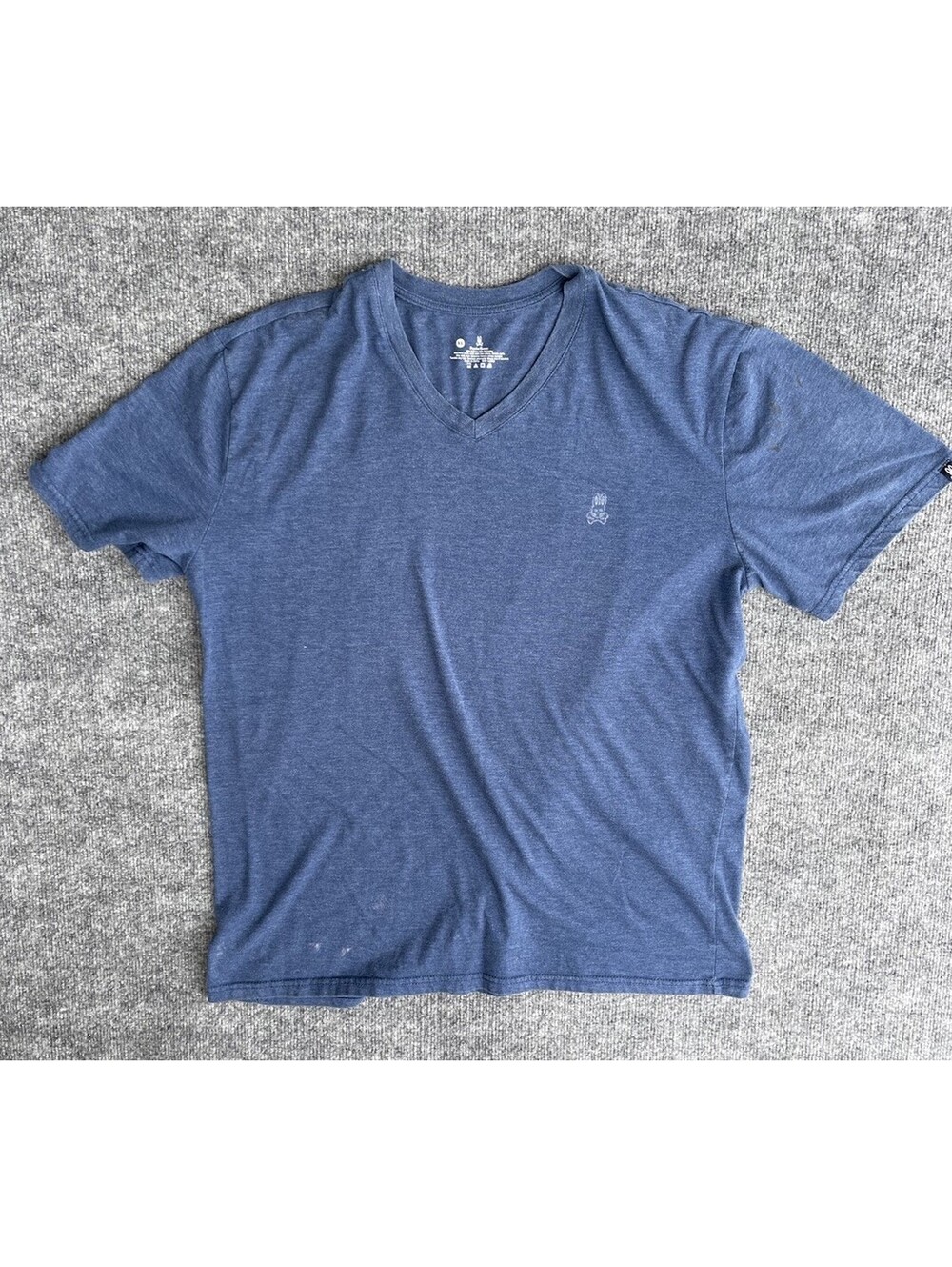 Psycho Bunny Mens XL Blue Heather V-Neck T-Shirt Short Sleeve Logo Casual Tee